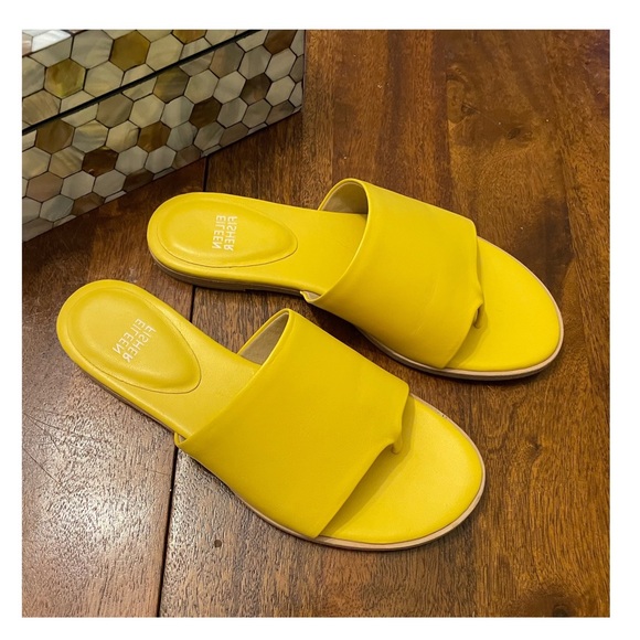 Eileen Fisher Edge Leather Thong Slide Sandals in Butter Yellow 7.5 - Picture 11 of 11